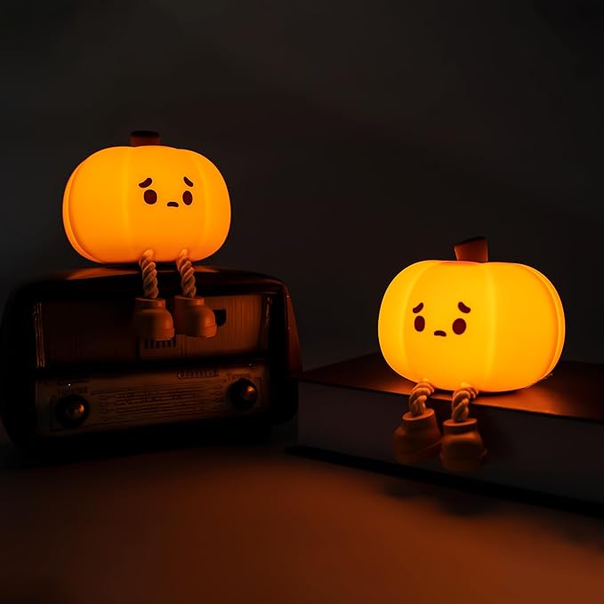 Halloween Pumpkin Night Lights Cute Soft Silicone Safe Lamp Decorations Timing Dimmable Bedside Decor Kids Baby Halloween Gifts